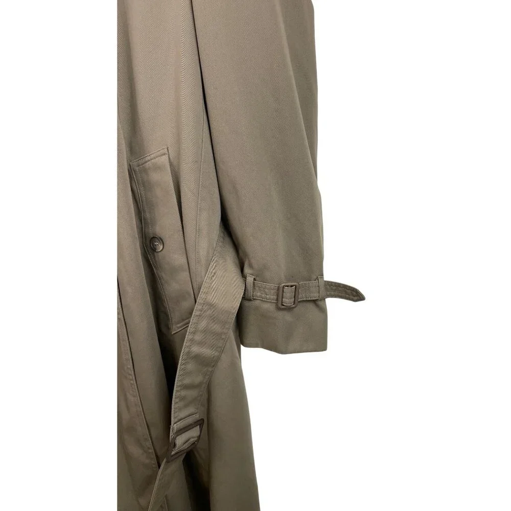 Vintage Arnie II Trench Coat Mens 44L Khaki Zip Out Lining Pockets Belted - Picture 3 of 13